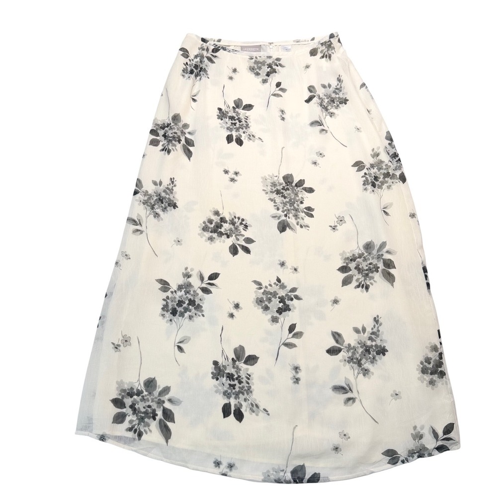 NWT Y2K Liz Claiborne Flowy Floral Minimalist Maxi Skirt Sz 14 Coquette Romantic - Picture 5 of 9